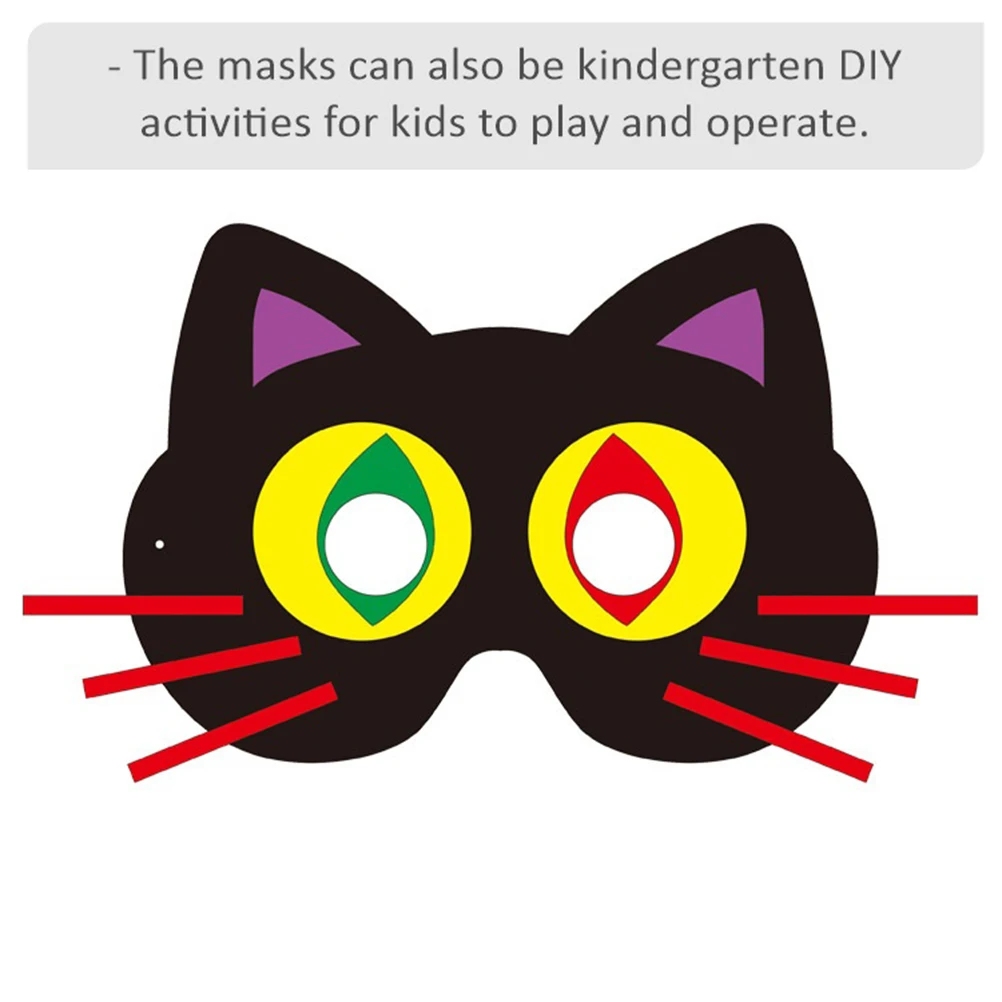 

4 Sets DIY Mask Halloween EVA Masquerade Masks Graffiti Paper Animal Design Cartoon Face Child
