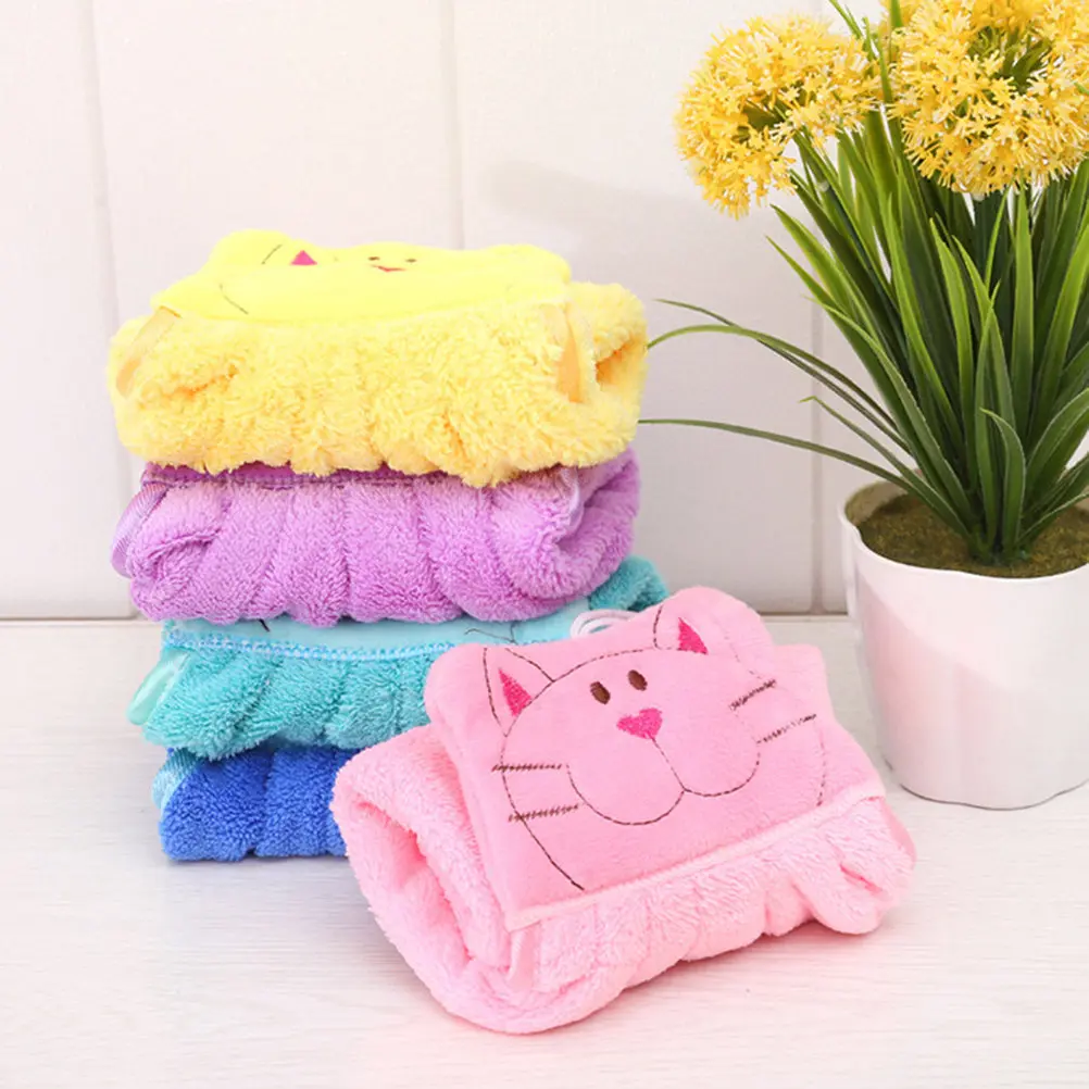Toallas de mano estilo gato, toalla azul colgante de lana coralina suave, absorbente de agua y de secado rápido, para uso en cocina, baño y aseo