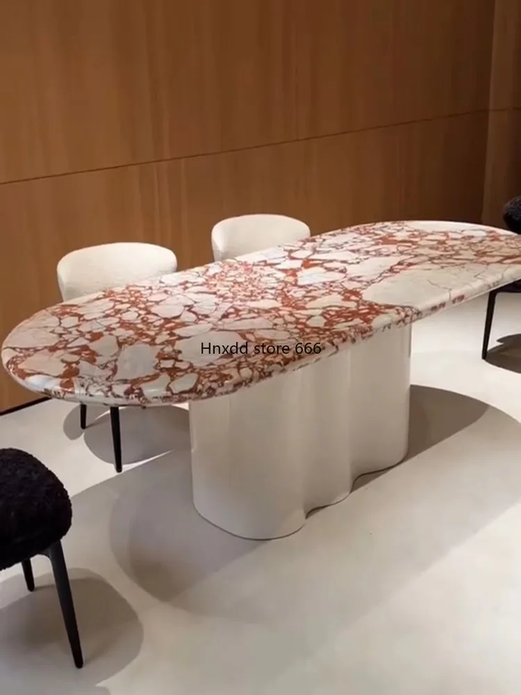 Italy imported minimalist wave dining table natural marble household