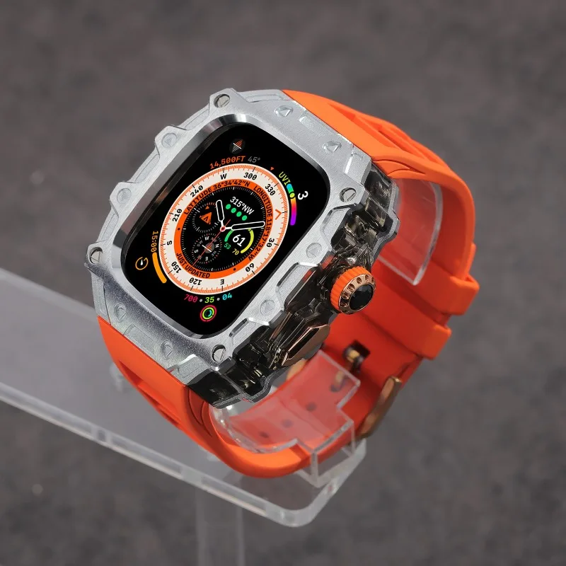 حافظة شفافة من سبائك الزنك، لساعة Apple Ultra 2 المطاطية الفلورية، حافظة الساعة