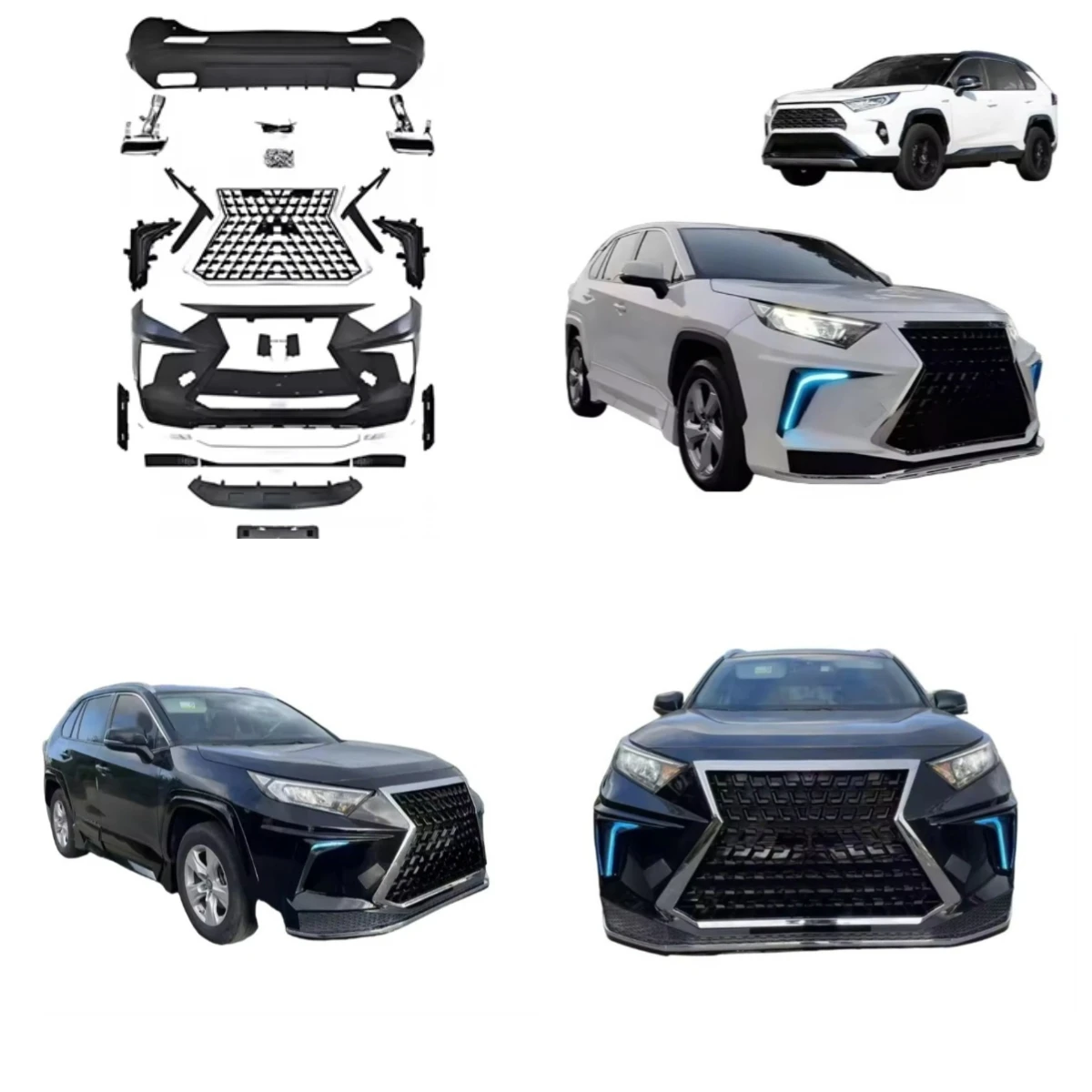 

Stlf For 2020-2023 RAV4 RX Style Front & Rear Bumper Grille Upgrade Body Kit