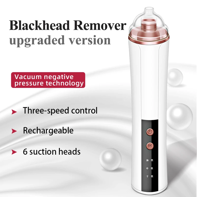 Blackhead Remover with 6 Suction Heads Rechargeable Skin Care Black Dots Remover Beauty Facial Deep Cleansing Face Care Clearing