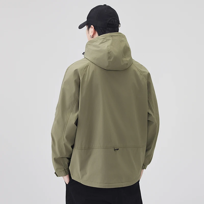 رجل Cityboy معطف ربيع الخريف الرجال في الهواء الطلق موضة فضفاضة عادية Techwear الرياضة مقنعين سترة البضائع سترة اسكواش ملابس خارجية