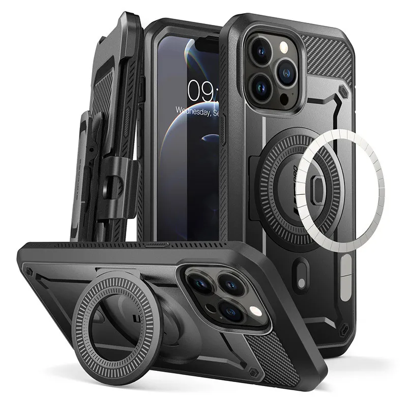 

For iPhone 13 Pro Max Case 6.7" 2021 SUPCASE UB Pro Mag Full-Body Rugged Belt-Clip Case with Built-in Screen Protector Kickstand