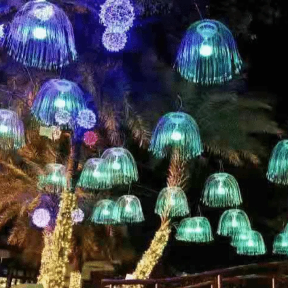 Fiber Optic Filament Jellyfish LED Light External Controller Waterproof Shell Atmosphere Decor Light Hanging Mount Design