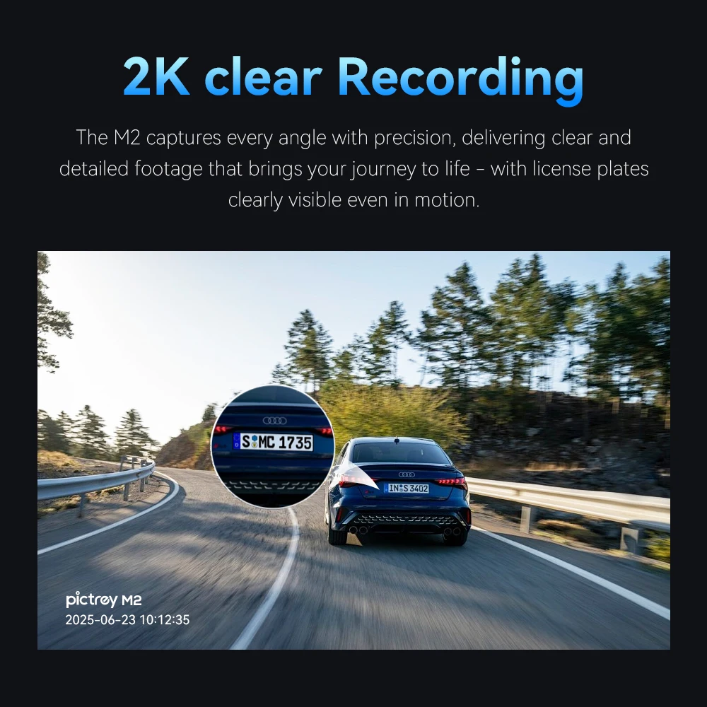 DDPAI M2 Dash Cam 2K دقة التحكم الصوتي الذكي Dashcam دعم 24H شاشة ركن السيارة للرؤية الليلية 330 °   جهاز تسجيل فيديو رقمي للسيارات قابل للدوران