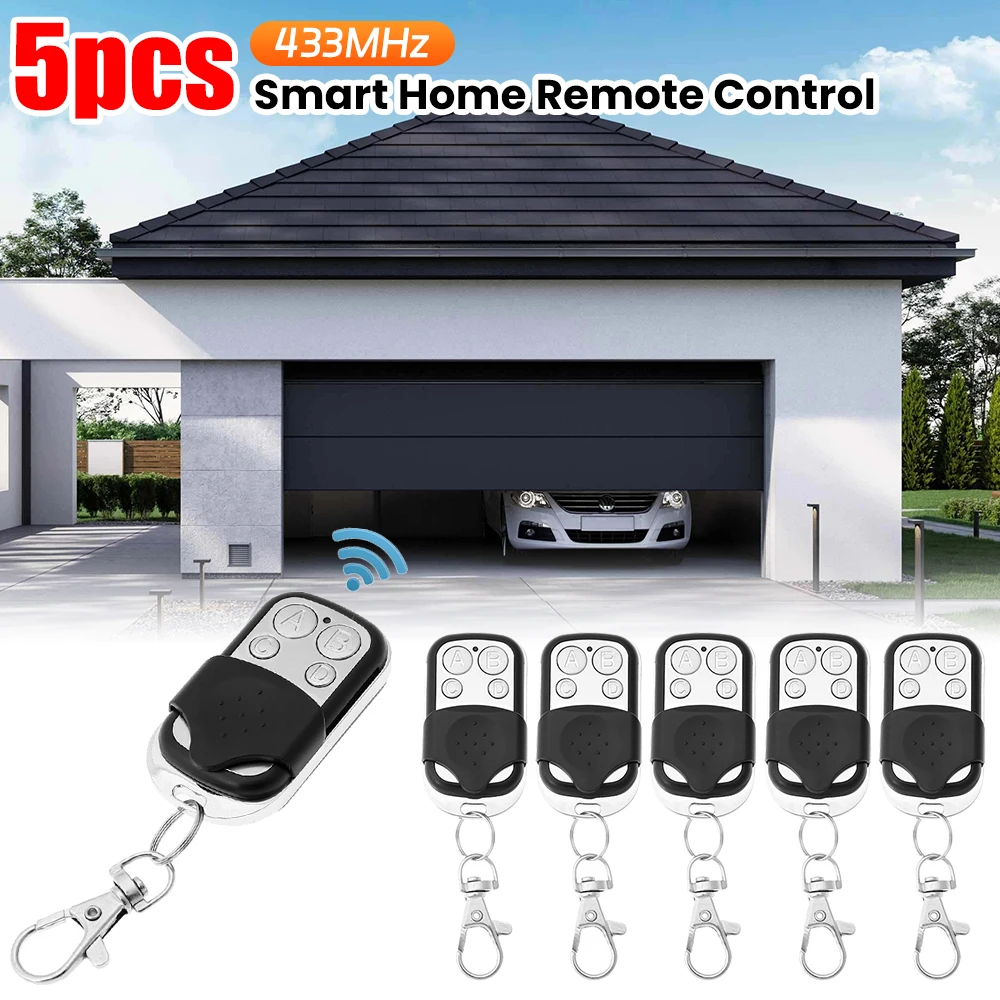 

Smart Home 5pcs 433MHz Remote Control Duplicator 4 Buttons Copy Clone Fixed Code Remote Control for Gate Garage Door Opener