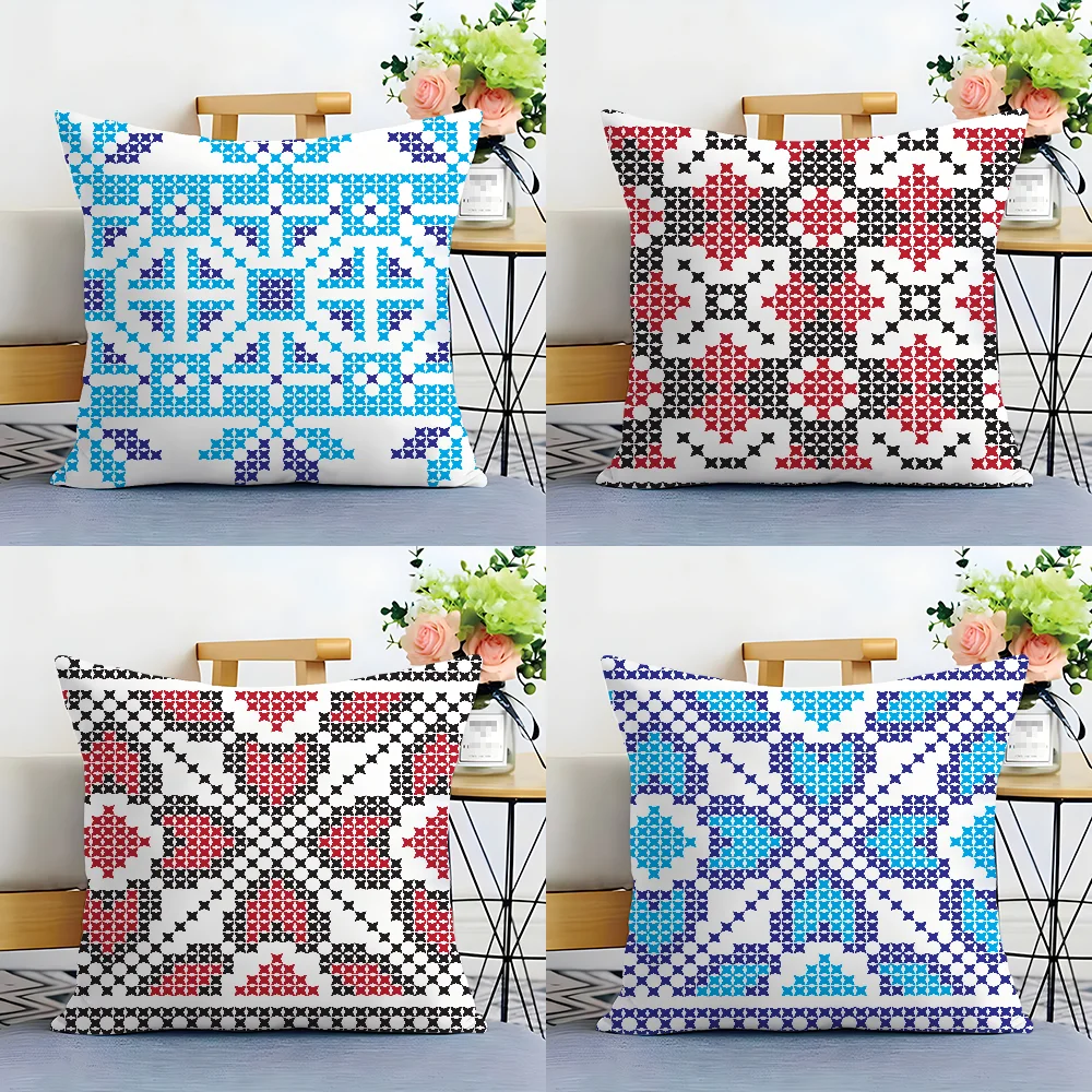 Ukrainian Slavic Pattern Pillow Case Plush Fabric Soft  Pillowcase Double Sided Print Cushion Cover Household Gifts