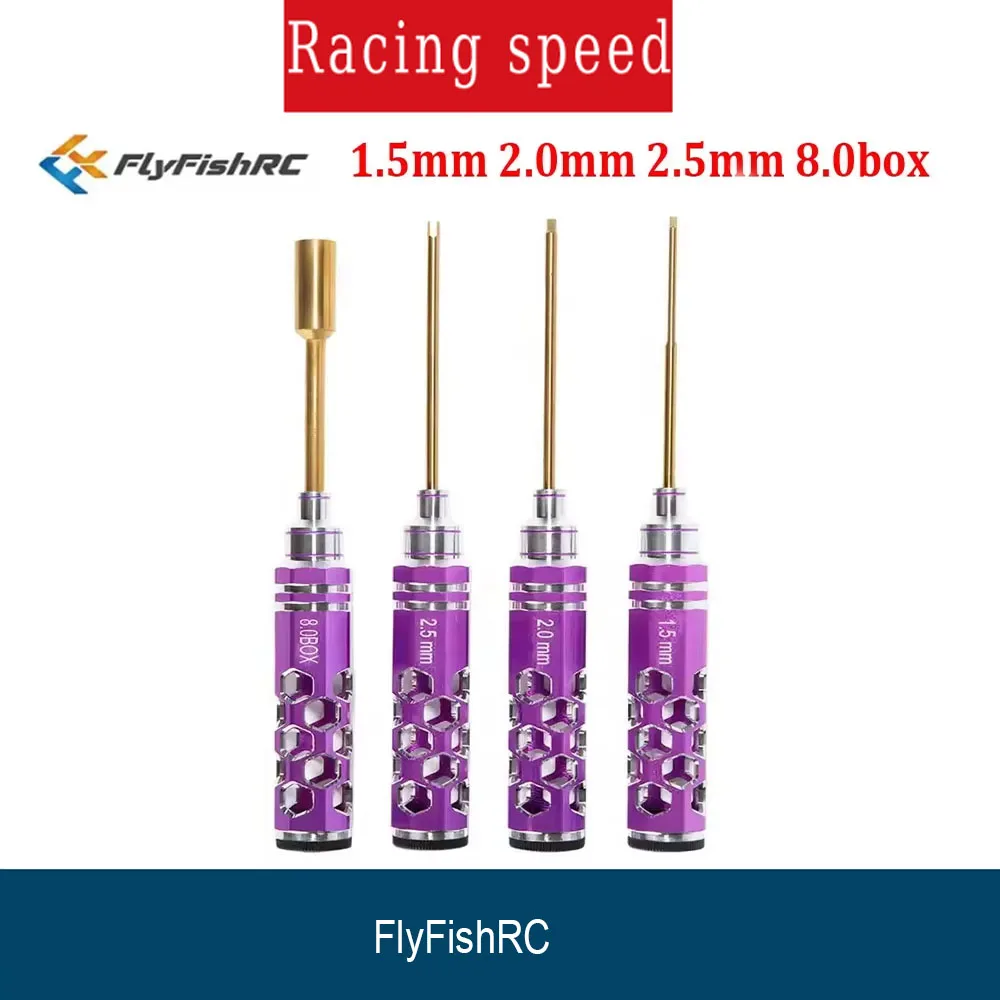 

FlyFish RC Hex Screw Driver Aluminum Alloy Hollow Tools Kit with 1.5mm 2.0mm 2.5mm 8.0box for FPV RC Racing Drone Boat