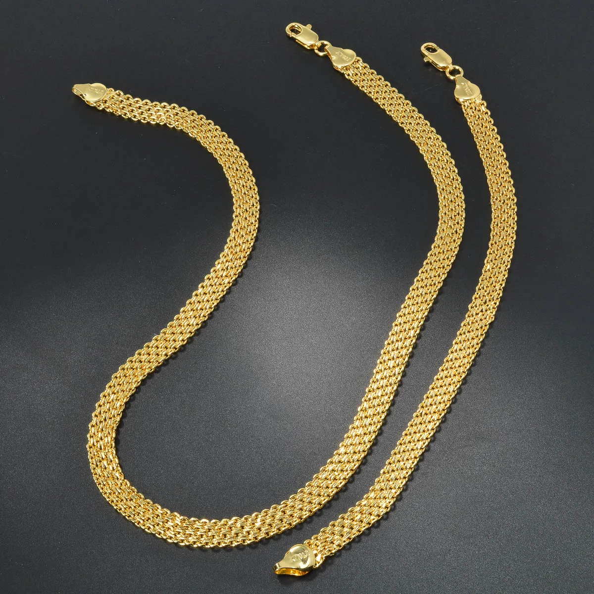 2024 Trend Wide Copper Jewelry Set for Women Vintage Hip Hop Ladies Party Necklace Friend Cuff Engagement Bracelet Accessories