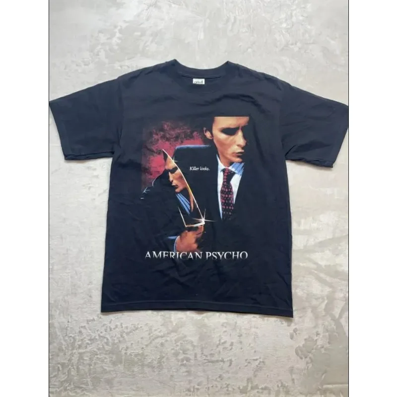 Camiseta de película de paciente Mental americano, camiseta de película de Patrick Bateman para hombre, camiseta informal Unisex de nuevo estilo para las cuatro estaciones