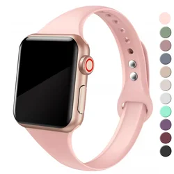 Slim Strap for Apple watch band 44mm 40mm 42-46mm ultra 49mm Silicone bracelet correa iWatch series 10 6 se 5 9 7 8 9 45mm 41mm