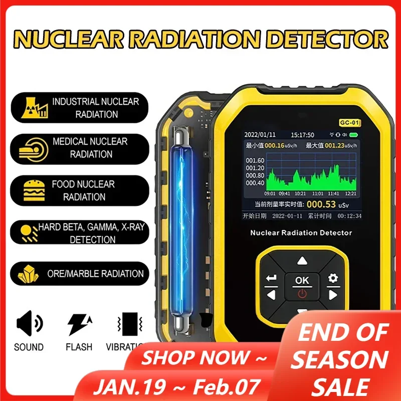 Portable Geiger Counter Nuclear Radiation Detector Personal Dosimeter X-ray γ-ray β-ray Radioactivity Tester Marble Detector