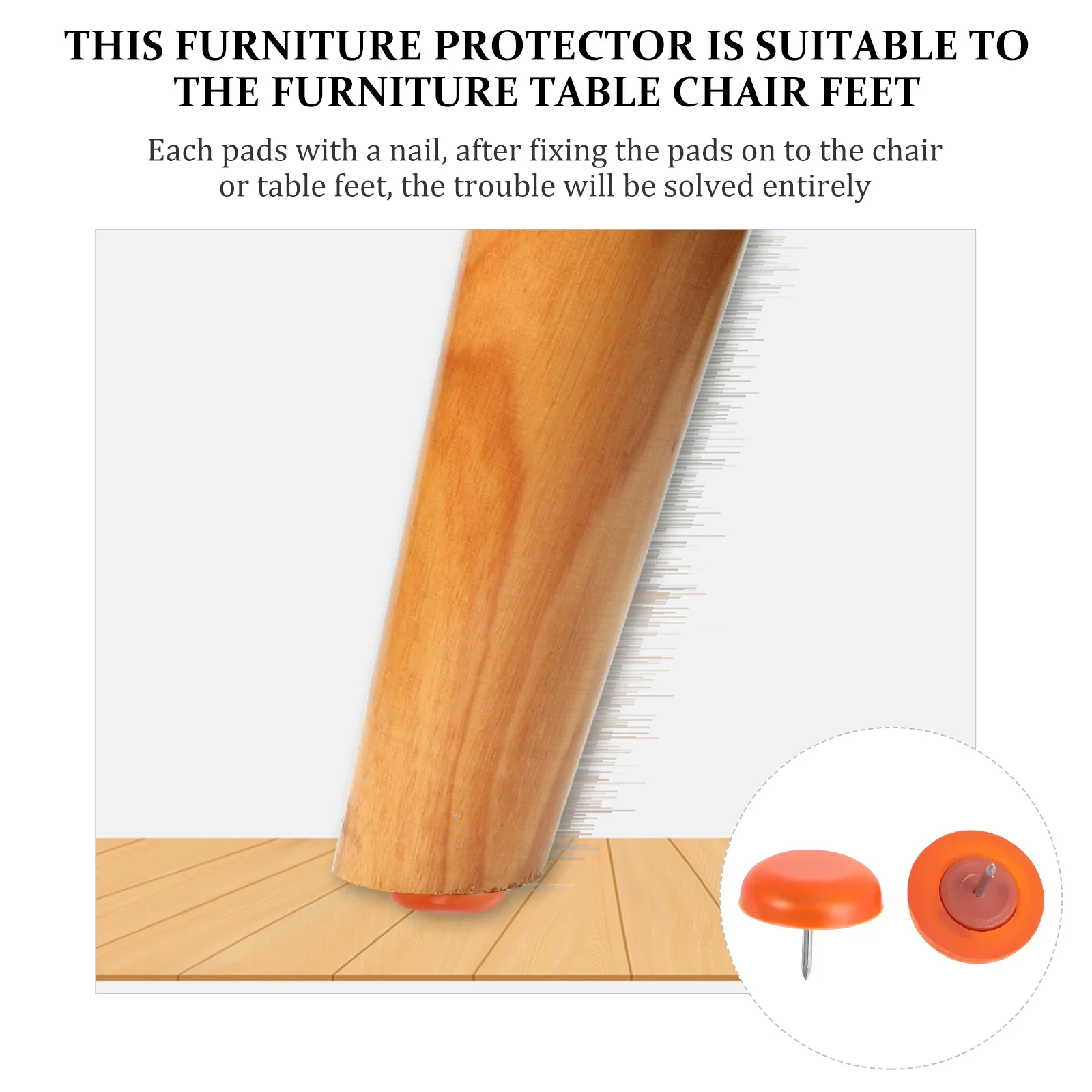 

50Pcs Furniture Leg Pads Nail-on Glide Floor Protectors Anti-Slip Furniture Tacks for Chair Table Feet Noise Reduction