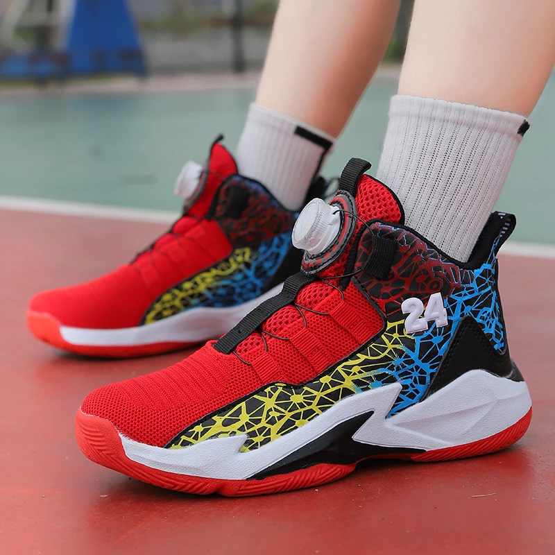 

Swivel Buckle Boys Basketball Shoes Kids Sneakers Wear-srsistant Non-slip Tennis Children Sports Shoes Outdoor Athletic Training