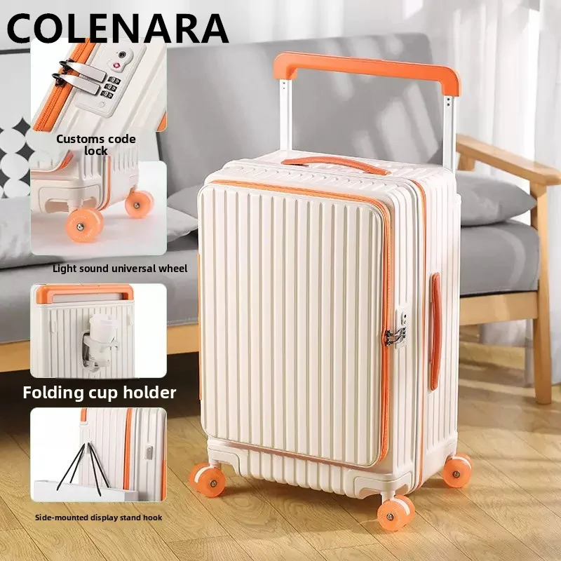 

Чемодан COLENARA с широкой ручкой и боковой крышкой, большой вместимости, 20 дюймов, на молнии, для путешествий, прочный