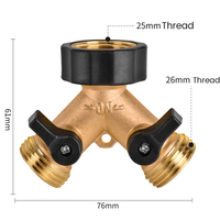 Quick Connector Brass 2-Way Garden Tap Female 3/4 Y Irrigation Valve Water Splitter Quick Connector Garden Hose Splitter