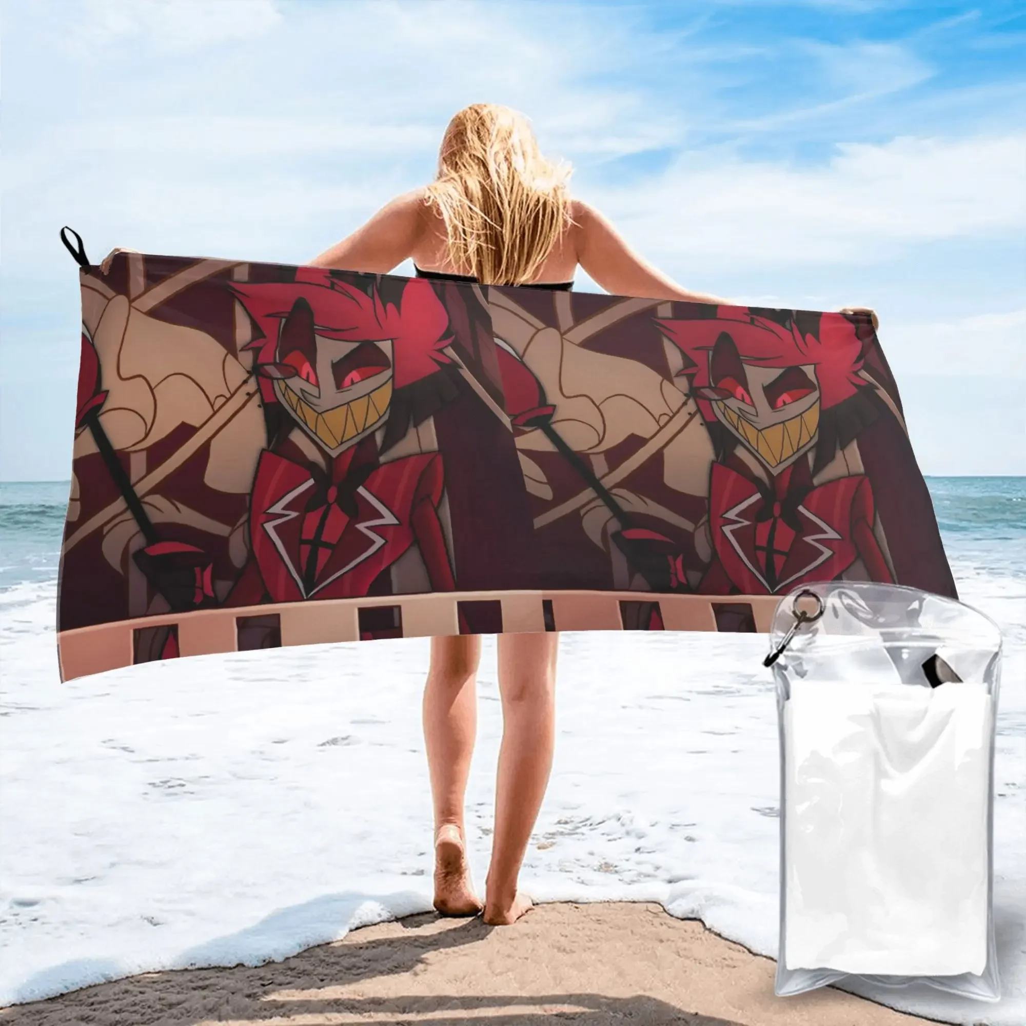 

Modern Hazbin Alastor Buddy Cartoon Anime Beach Towel Soft Microfiber Quick Dry Absorbent Quick Towels For Yoga