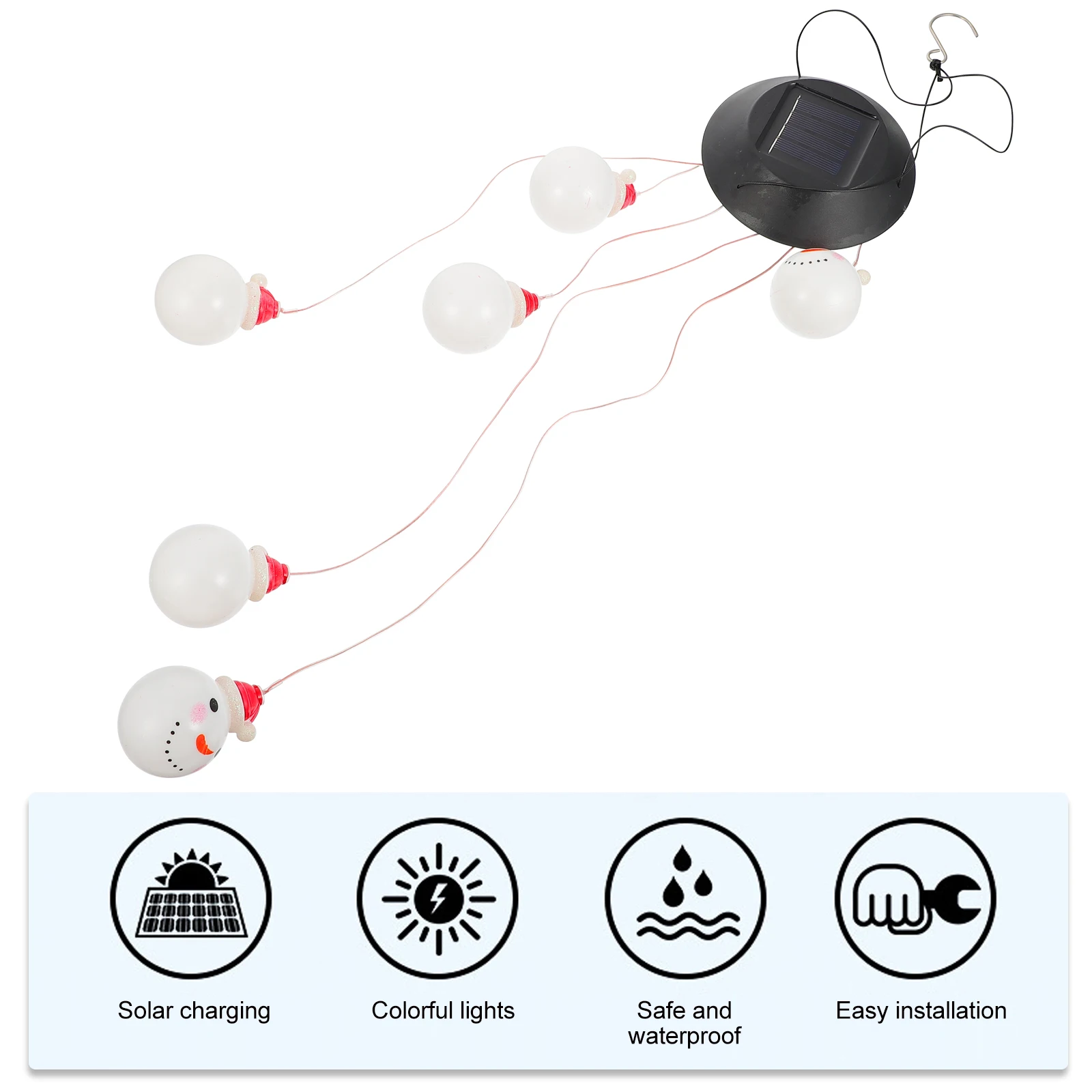 

1pc Snowman LED String Lights Solar Powered White Wind Chimes Christmas Hanging Decor Supplies Lantern Festival Decorations Eco
