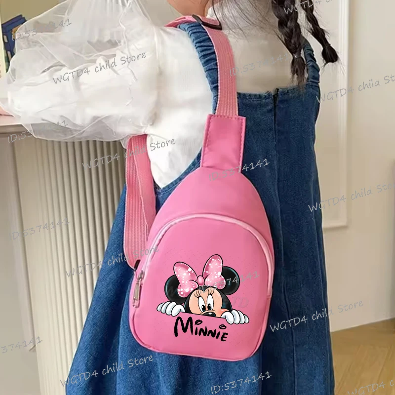 

Children's Chest Bag Mini Crossbody Bags for Girl Coquette Bow Minnie Mouse Purses Handbags Lightweight Long Strap Shoulder Bag