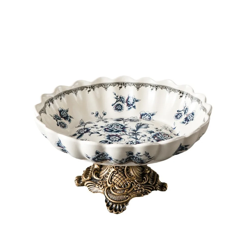 DSA high-end light luxury ceramic fruit plate home decoration high-footed fruit plate living room ornament wholesale
