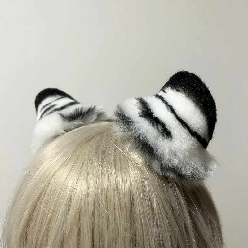 Customized Handmade Beast Snow Leopard Ears Headwear Hairhoop For Christmas Halloween Cosplay Party Anime Cosplay Prop