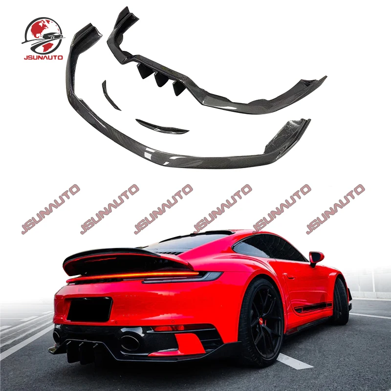 For Porsche 911 Carbon Fiber Front Lip Splitters Side Skirts Rear Diffuser Rear Wing Trunk Spoiler For 19-23 Carrera 911 992 Kit