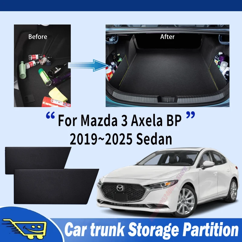 For Mazda 3 Axela BP 2019~2025 2024 2021 2022 Car Trunk Storage Partition Multifunction Storage Box Auto Interior Accessories