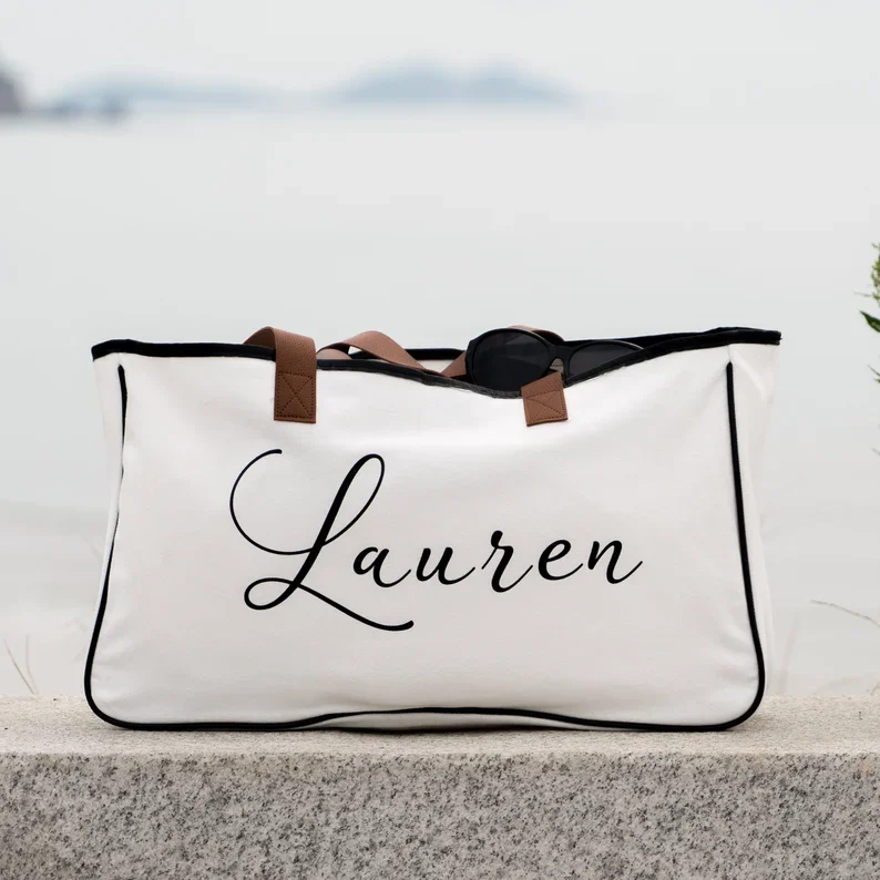 Personalized Canvas Tote Bag for Women Bridesmaid Custom Bag Wedding Party White Bride to Be Gifts Customized Mrs Bags