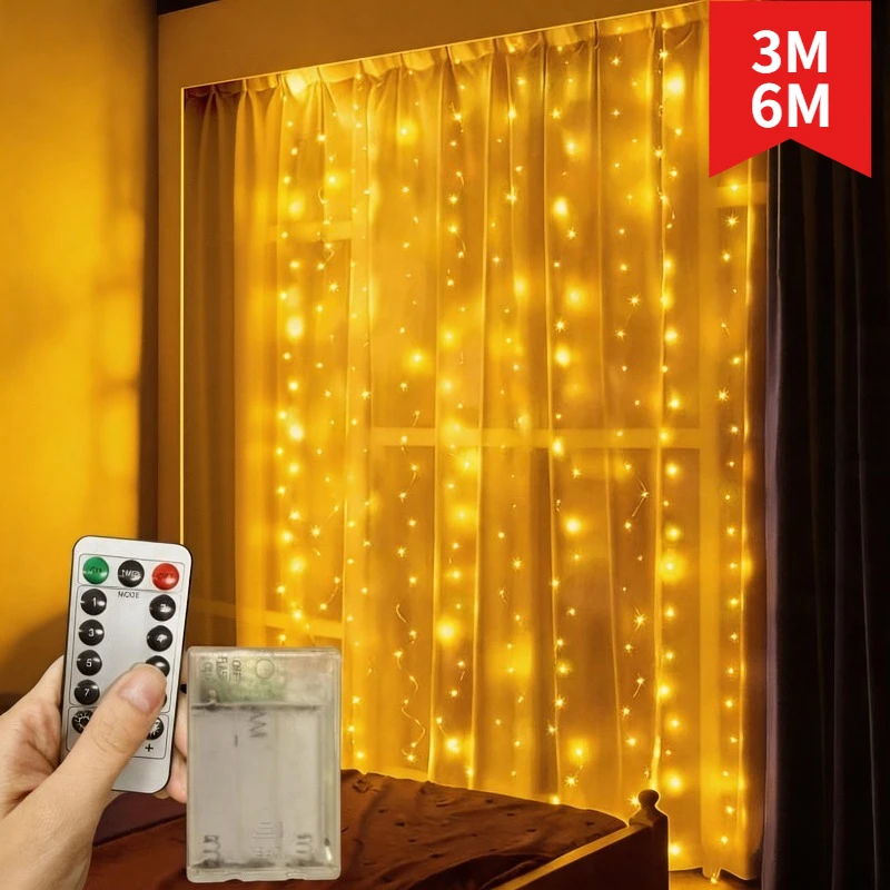 2027 New Year Garland Battery Box LED Curtain Fairy Lights Christmas Decorations for Home,Suitable for Wedding, Party, Birthday