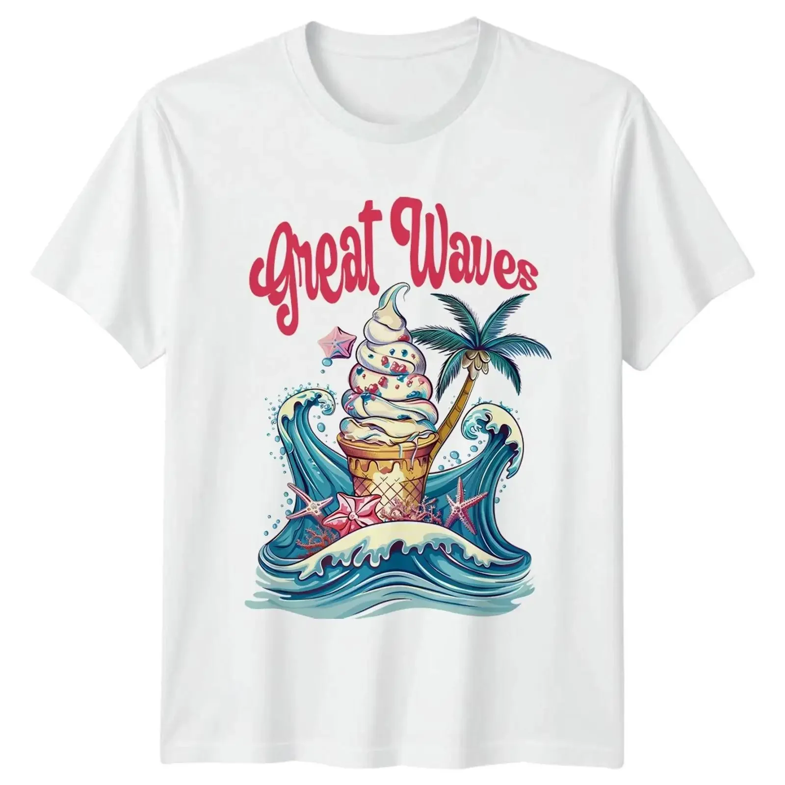 Tolles Wellen T Shirt Eis Tropisch Sommer Strand Geschenk für Sie und Ihn vintage Washed Comfortable Unisex fashion