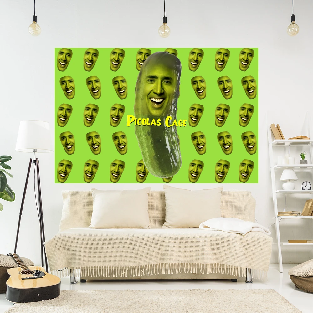 

Funny Meme Tapestry Pickles Nicolas Cage Printed Large Fabric Wall Hanging Room Decor Dormitory Backdrop Beach Mat