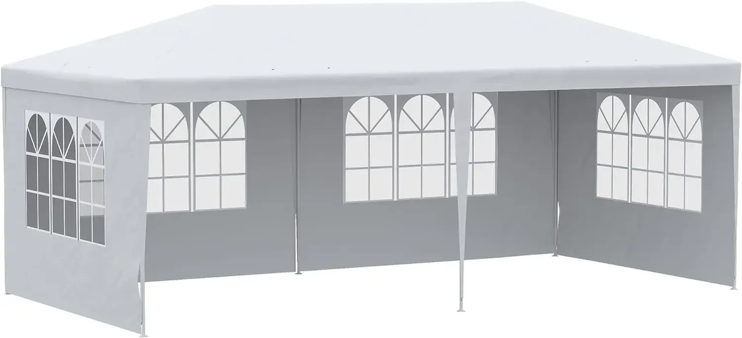 

Large Party Tent, Events Shelter Canopy Gazebo with 4 Removable Side Walls, Shade Shelter for Weddings, Picnic, White