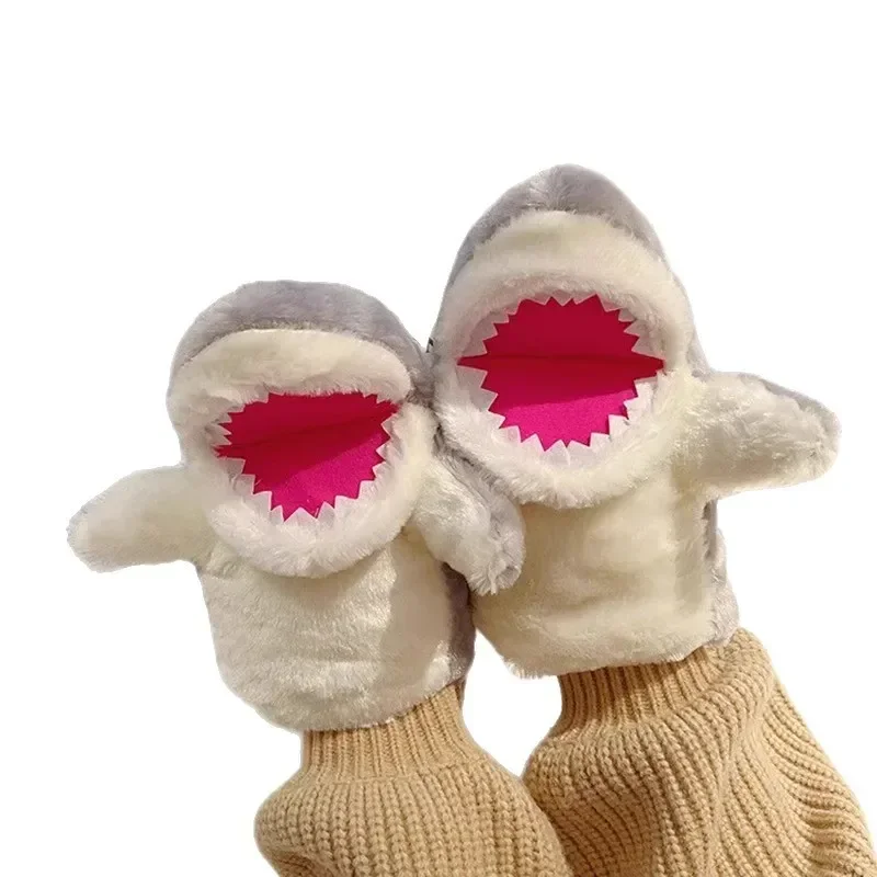 상어 손 인형 장난감 인터랙티브 플러시 동물 움직이는 입 포함 어린이 소년 소녀 생일 선물 역할 놀이