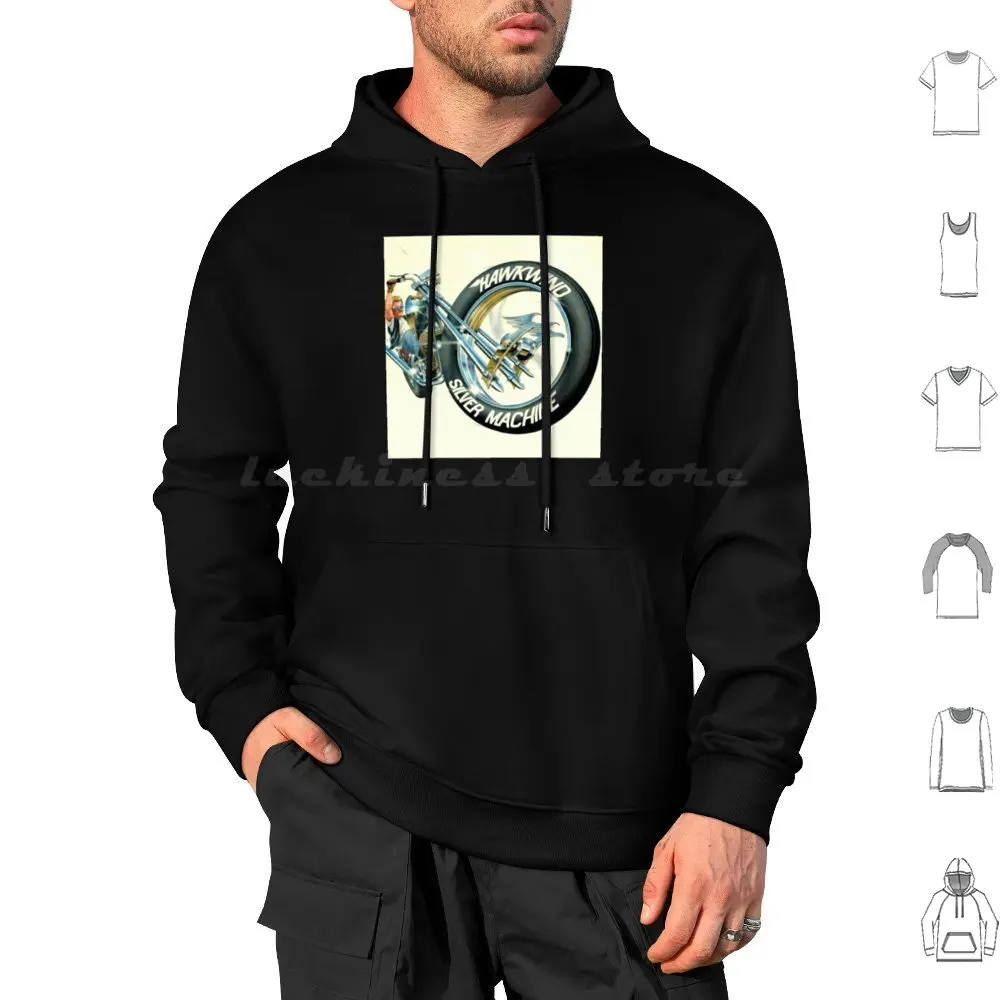 Silver Machine Hoodie cotton Long Sleeve Hawkwind Hawkwind Band Silver Machine Prog Progressive Music Dave Brock