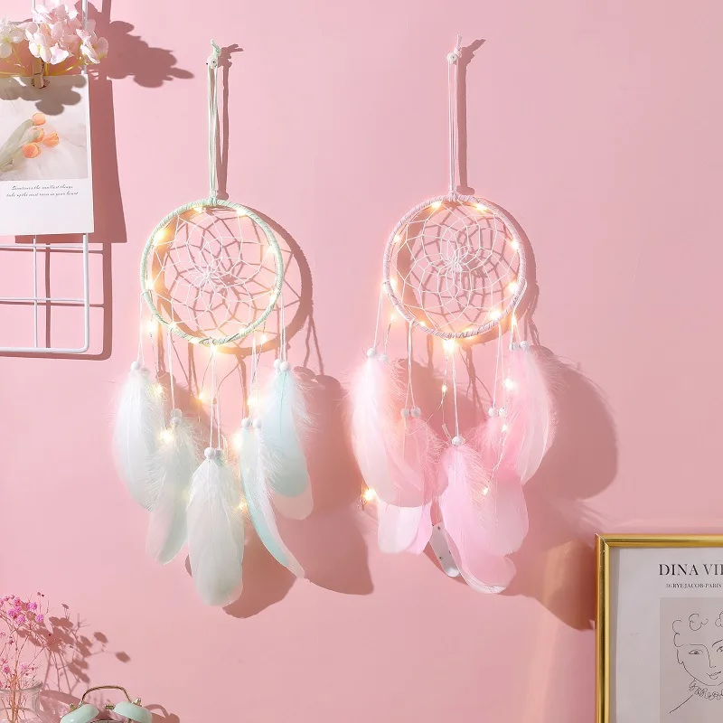 New Home Decoration Girl Heart Room Pendant Simple Dream Catcher Small night Light Handmade Birthday Gift Wedding Decoration