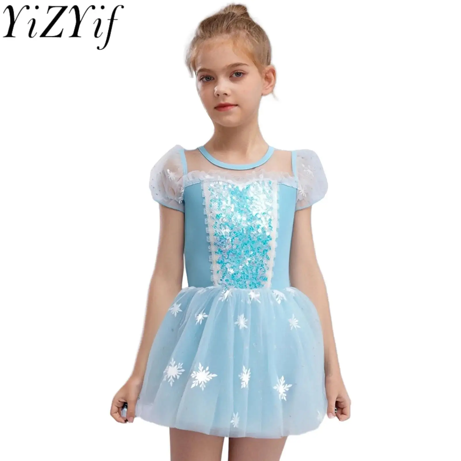 

Kids Girls Ballet Dance Dresses Shiny Sequins Tulle Tutu Dress Halloween Theme Party Princess Birthday Ballet Performance Dress