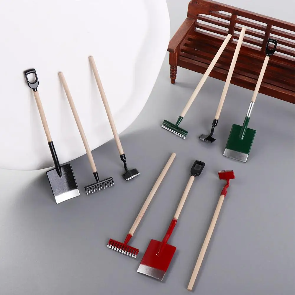 

Fairy Garden Accessories Pretend Play Home Decor Dollhouse Miniature Shovel Hoe and Pitchfork Farming Tools Simulation Shovel