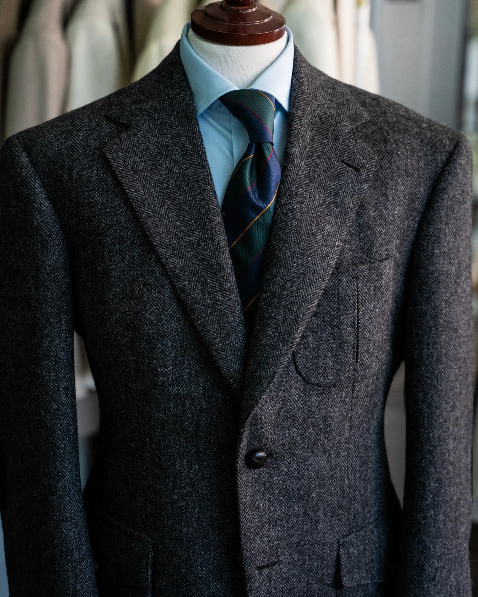 Vintage One Piece Wool Blend Men Blazers Single Breasted Notched Lapel Jacket Warm Formal Business Party Customized