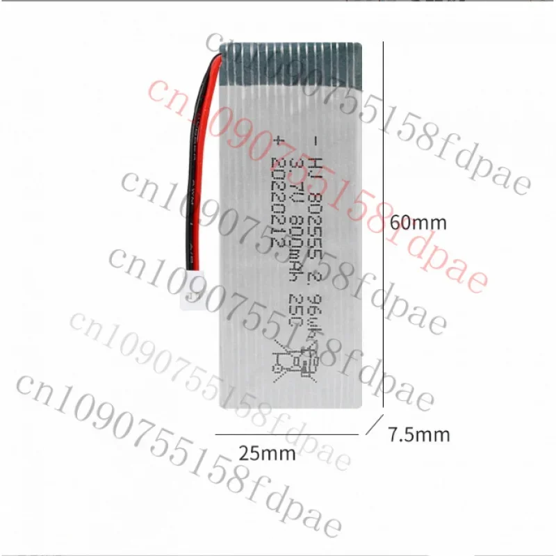 قسط 802555 800mAh 3.7V JST التوصيل يبو بطارية ل DFD F181 F187 F163 H12C RC الطائرة بدون طيار