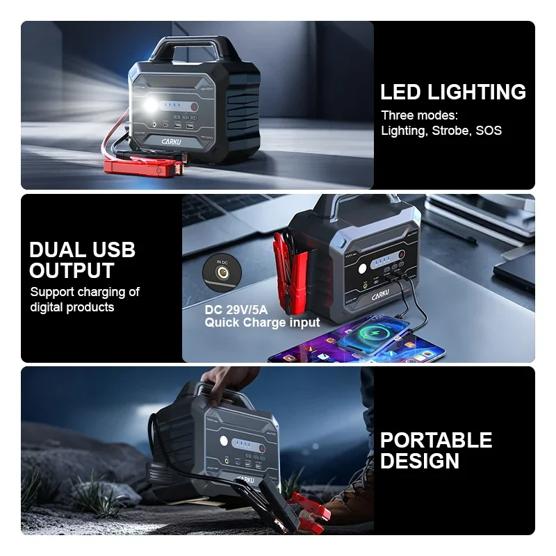 7000A 136500mAh 24V Portable Car Jump Starter Power Bank Boost Battery for up to 15L Diesel / 16L CAR Starter