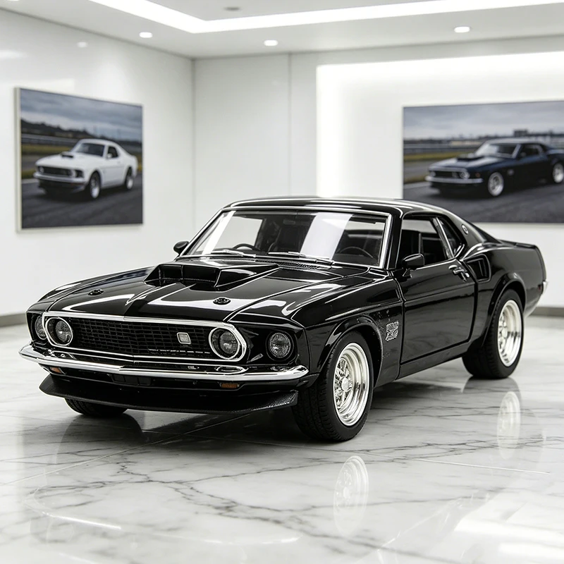 NUEVO Modelo de Auto de Aleación Ford Mustang Boss 429 1969 a Escala 1:36 con Sonido y Luz, Modelo de Auto de Colección, Regalo de Cumpleaños
