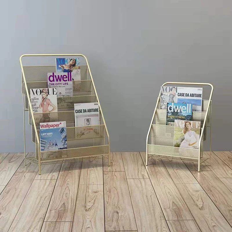 Iron Nordic Bookshelf Scratch-Resistant Magazine Rack Freestanding Newspaper Holder Large Capacity Storybook Organizer