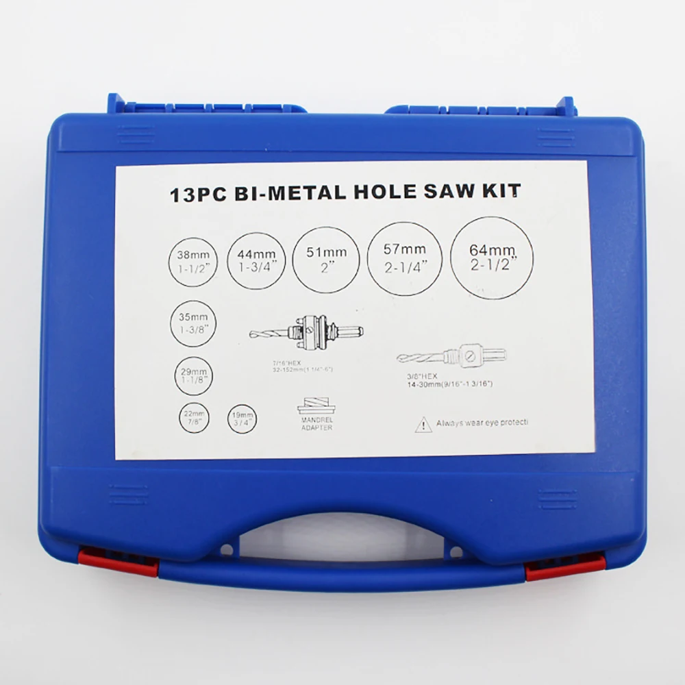 13x M42 High Speed Steel Hole Saws Drill Tool Kit 19-64mm Saw Cup Wood Cutter Drill Bit For Cutting Wood Aluminum Plate Plastic