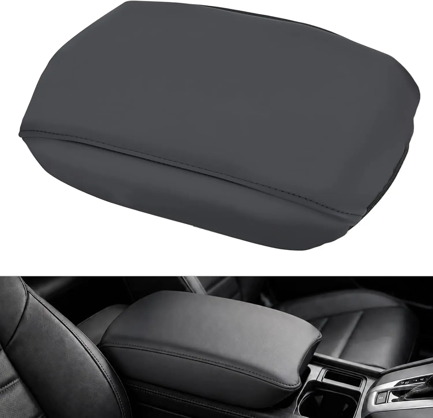 Nilight Center Console Cover Fit for Honda CRV 2017 2018 2019 2020 2021 2022 Premium Nappa Leather Armrest Cover for Car Waterproof Center Console Pad Protector Anti-Scratch Arm Rest Box Cover, Black