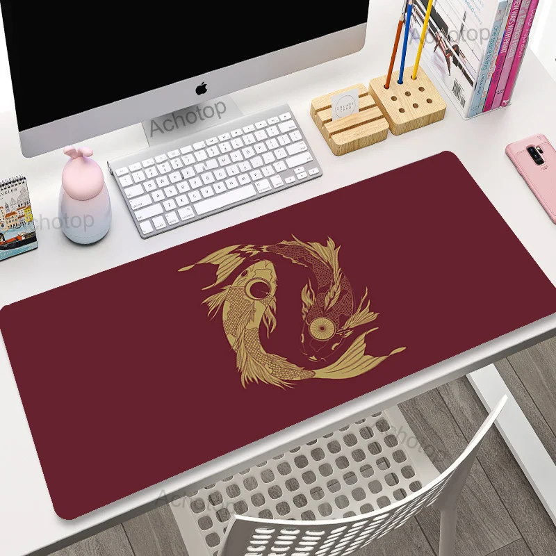 

Gaming Mouse Pads Koi Fish Taichi Table Mat Computer Mousepad Company Desk Pad 100x50cm Large Gamer Mousepads Red Glod Mouse Mat