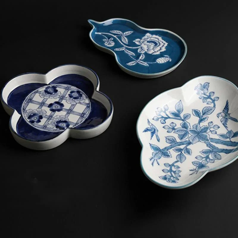 Jingdezhen-Ceramic Household Decoration Plate High-grade Living Room Candy Plate New Chinese Food Tray Tableware