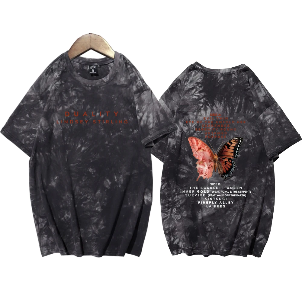 Lindsey Stirling Duality 2024 Tie Dye Shirts Unisex Harajuku Summer Printing Casual Tee Tops Fans Gift Regular Tops Oversize