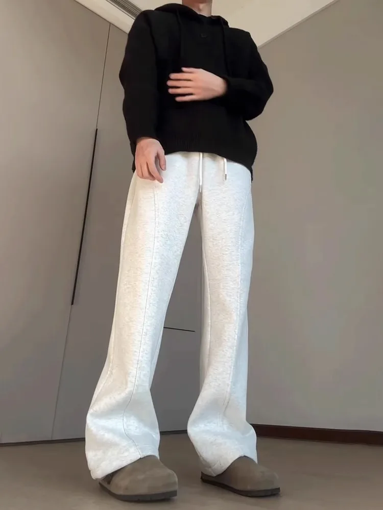 

Men's Fce Lined Straight Leg Sports Pants Autumn Winter Cleanfit Knife Casual Trousers Youth Faion Trendy Brand