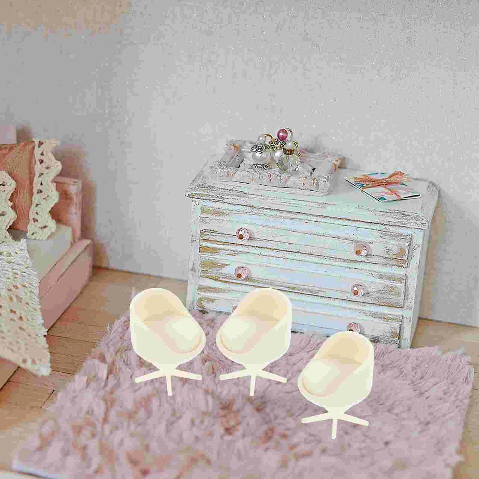 4 Pcs House Dollhouse Decorations Furniture Chair Mini Props Dining Model Miniature Chairs Abs Accessories